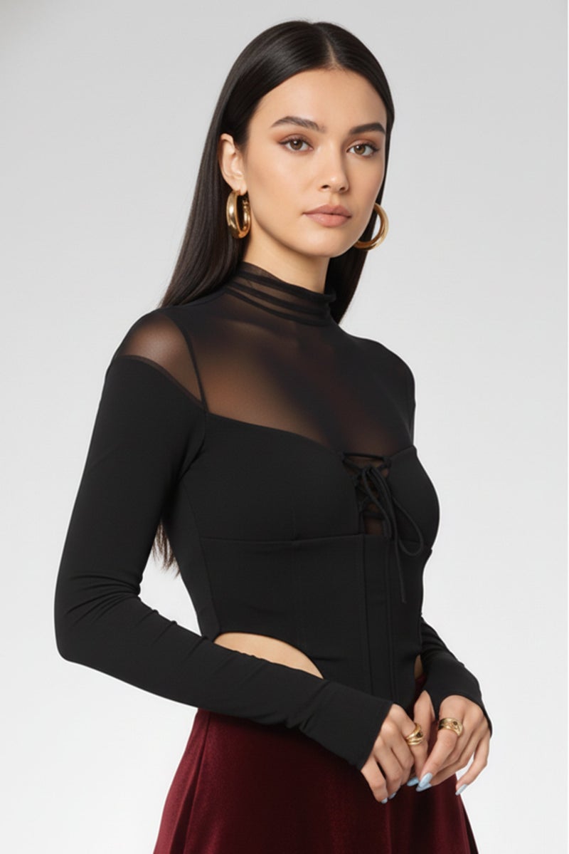 PINKO Women Solid Long Sleeve Back Zip Plain Top, Black - Image 3